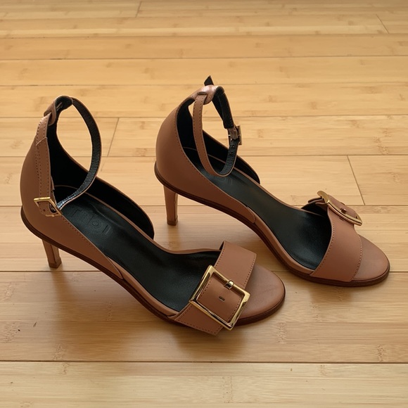 ๐ค๐ค Tibi Ilana Leather Stiletto Sandals - Sz 35.5 - Neutral Heel ๐ค๐ค - Picture 12 of 15